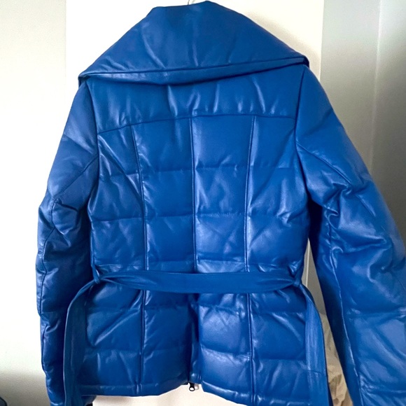 Danier Blue Leather Puffer Jacket - Picture 2 of 7